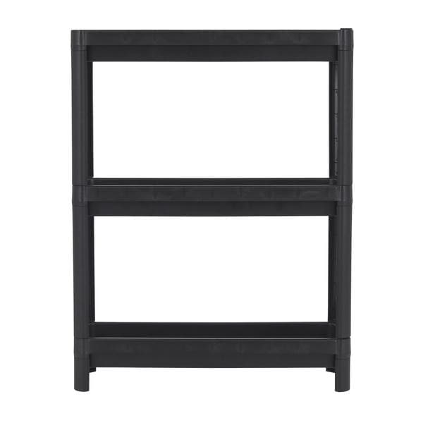 Estante de Plástico Polipropileno com 3 Prateleiras Preta Geo 76,5x54x18cm 15kg Grifit