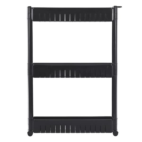 Estante de Plástico Polipropileno com 3 Prateleiras Preta Organização 77,5x54,5x12,5cm 3kg Arthi