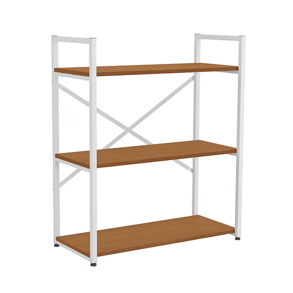 Estante em Madeira MDP com 3 Prateleiras Canela e Branco Industrial 87x72x33cm 21Kg Crome