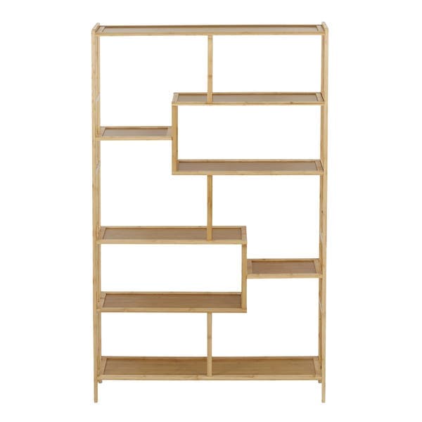 Estante para Livros de Madeira Bambu com 4 Prateleiras Bege Ripada 169x100x25cm 8kg Oikos