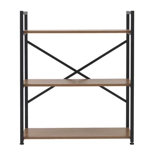 Estante para Livros de Metal e Madeira MDP com 3 Prateleiras Preta Industrial 87x72x33cm 21kg Kappesberg