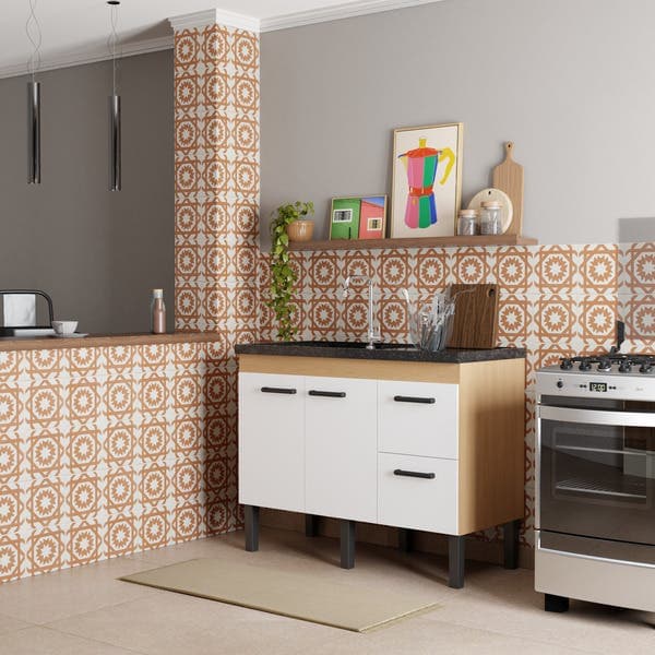 Gabinete de Cozinha 2 Portas 2 Gavetas 114x87x50,5cm Madeira Branco Sabiá Cozimax