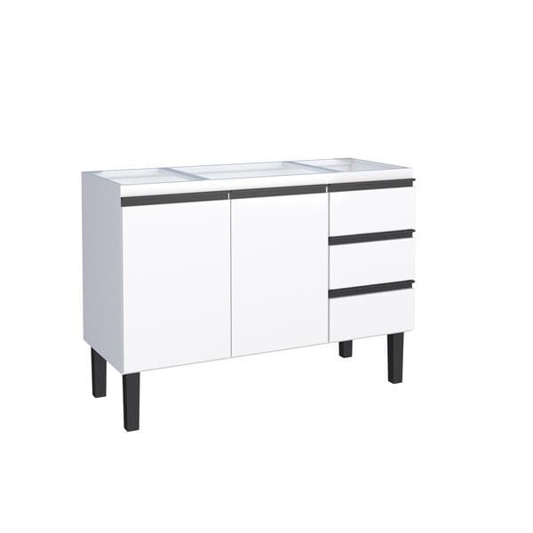Gabinete de Cozinha Aço Branco com 3 Gavetas e 2 Portas 117x84,5x49,8cm Netuno Cozimax