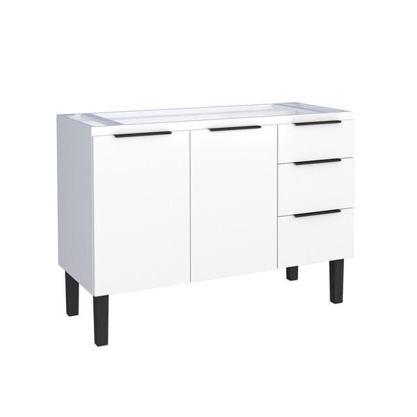 Gabinete de Cozinha Aço Branco sem Tampo com 2 Portas 3 Gavetas Jupiter Cozimax