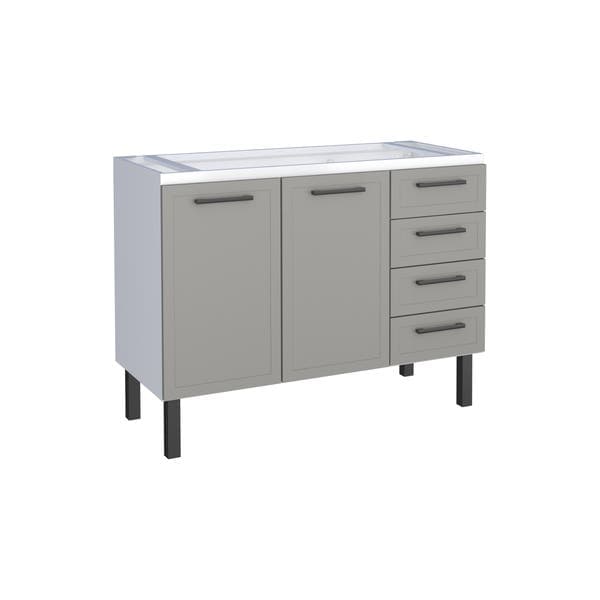 Gabinete de Cozinha Aço Cinza sem Tampo com 2 Portas 4 Gavetas Juno Cozimax