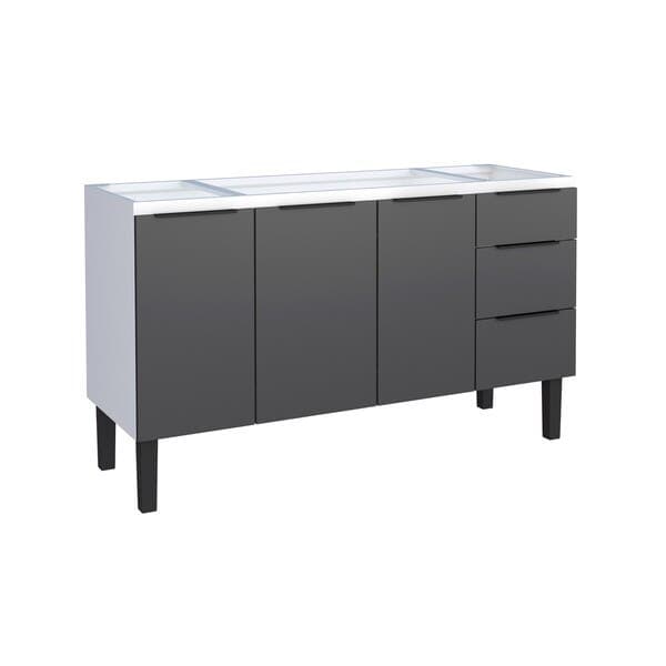 Gabinete de Cozinha Aço Preto com 3 Gavetas e 3 Portas 144x85x50cm Jupiter Cozimax