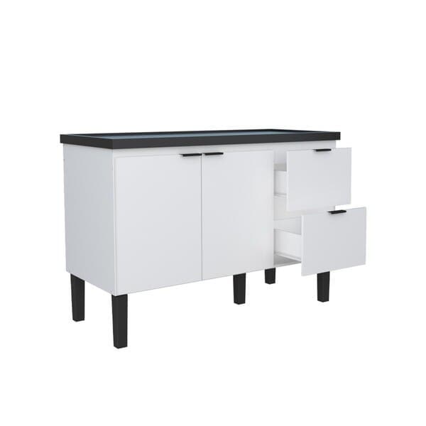Gabinete de Cozinha MDP Branco com 2 Gavetas e 2 Portas 114x79x51cm Colibri Cozimax