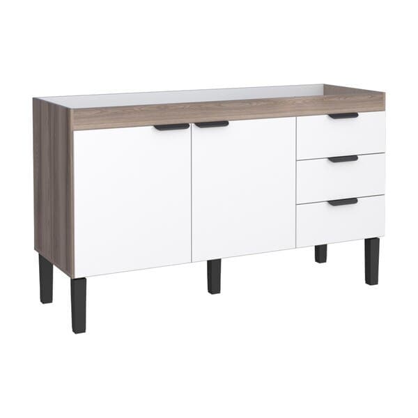 Gabinete de Cozinha MDP Tamarindo e Branco sem Tampo com 2 Portas 3 Gavetas Flamingo Cozimax