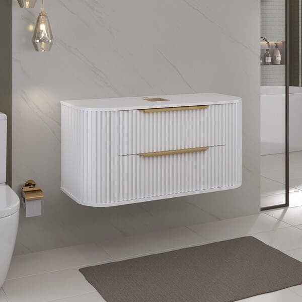 Gabinete para Banheiro 100cm Madeira MDF Branco Alice Fabribam