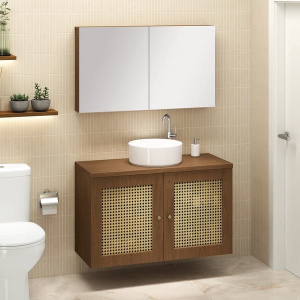 Gabinete para Banheiro 100cm Madeira MDF Freijó Taj Mahal Astral Design