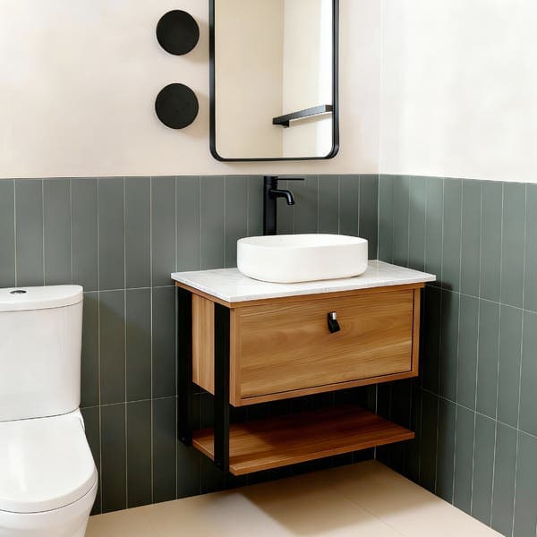 Gabinete para Banheiro 60cm Madeira MDP Amadeirado Clau Darabas Agardi