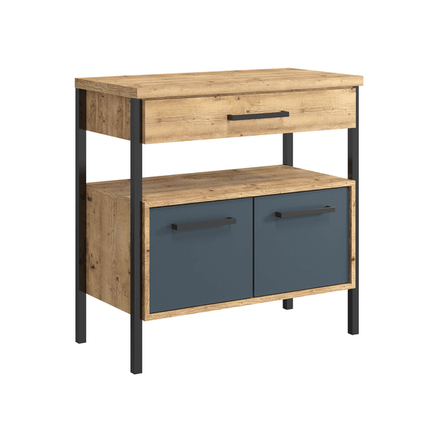 Gabinete para Banheiro 80cm Madeira MDF Azul Petróleo Munique Darabas Agardi