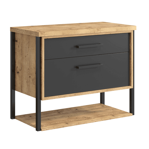 Gabinete para Banheiro 80cm Madeira MDF Preto Fosco Cádiz Darabas Agardi