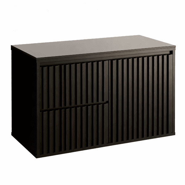 Gabinete para Banheiro 80cm Madeira MDF Preto Ripado Astral Design