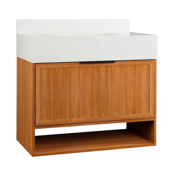 Gabinete para Banheiro com Cuba 100cm Madeira MDF Freijó Aurora Darabas Agardi