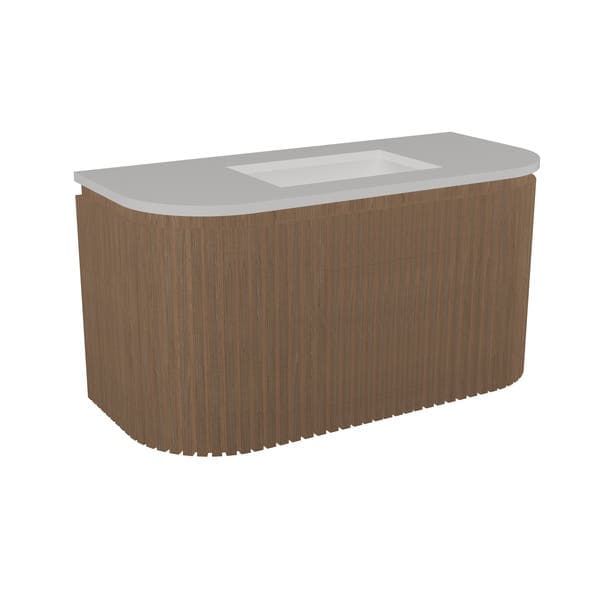 Gabinete para Banheiro com Cuba 100cm Madeirado Curve Ripado Venturi