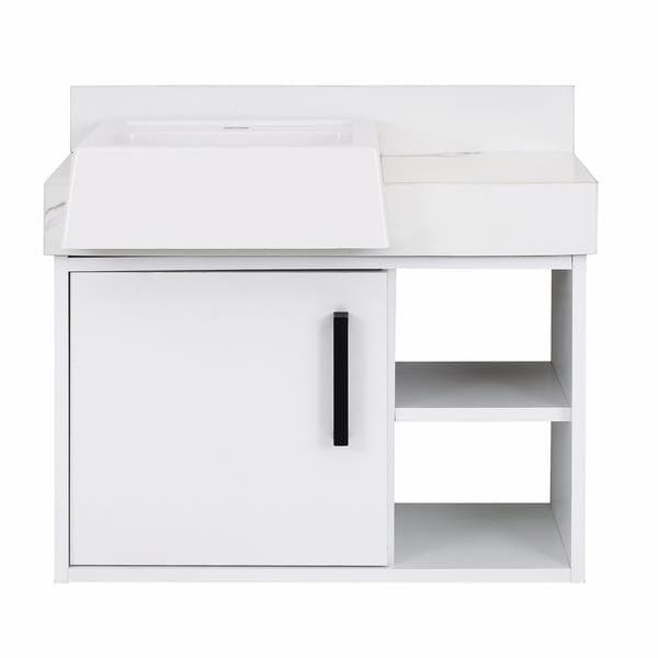 Gabinete para Banheiro com Cuba 60cm Madeira MDP Branco Mila Darabas Agardi