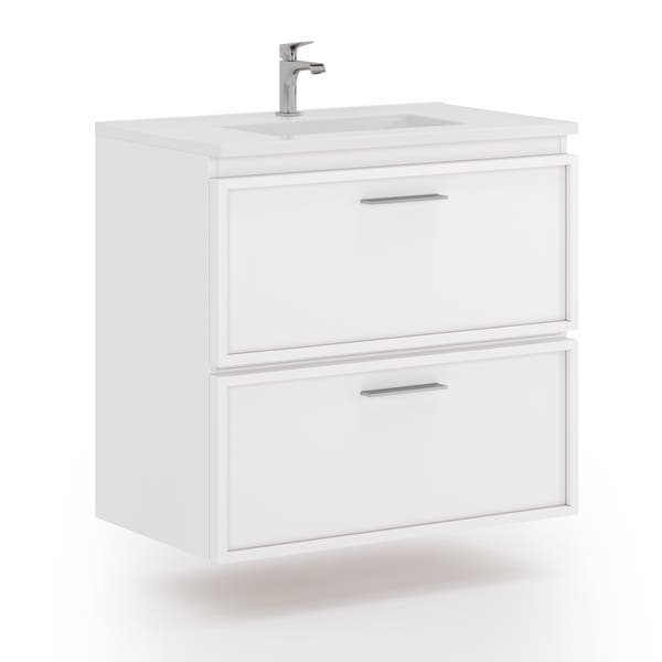 Gabinete para Banheiro com Cuba 70cm Madeira MDF Branco Senna Astral Design