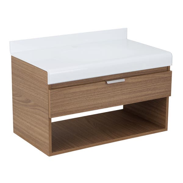 Gabinete para Banheiro com Cuba 70cm Madeira MDF Marrom e Branco Lille Bergan