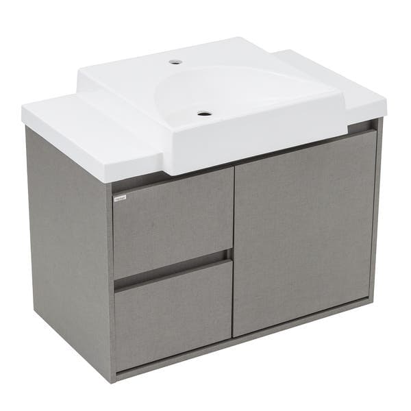 Gabinete para Banheiro com Cuba 78cm Madeira MDF Grigio Valentina Fabribam