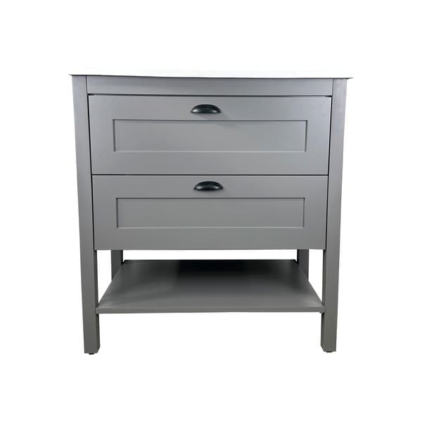 Gabinete para Banheiro com Cuba 79cm Madeira MDF Cinza Hudson Mazzu