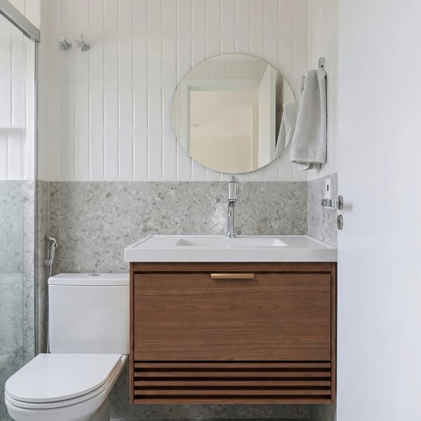 Gabinete para Banheiro com Cuba 80cm Madeira MDF Freijo Paraty Mgm
