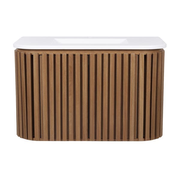Gabinete para Banheiro com Cuba 80cm Madeirado Curve Ripado Venturi