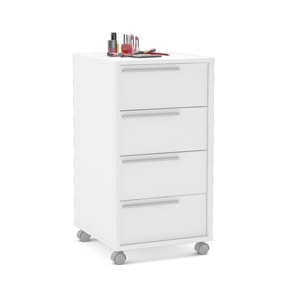 Gaveteiro de Chão 75,8x40x45cm Madeira Branco Maia Politorno