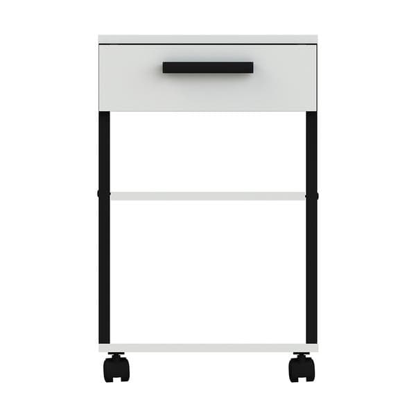 Gaveteiro Madeira e Aço Branco 1 Gaveta 62,3x38,8x42cm com Rodas Chamber Multivisão