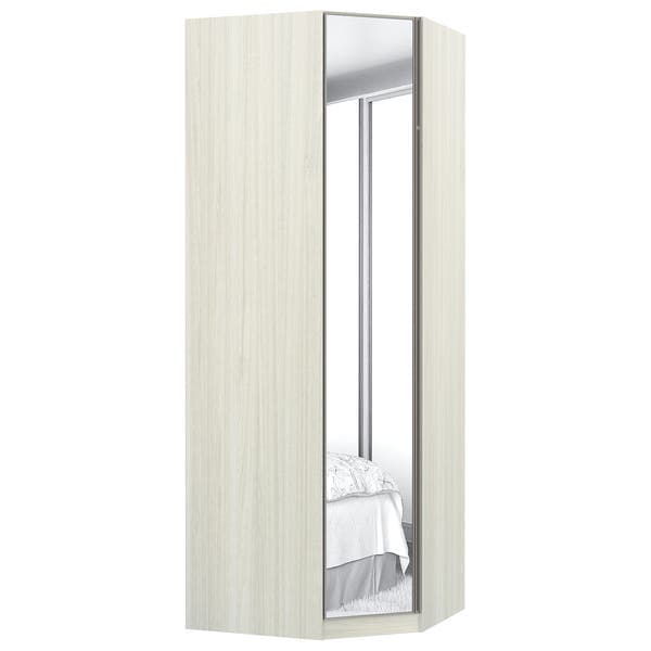 Guarda-Roupa de Canto Diagonal Modulado Legno Crema 1 Porta de Abrir com Espelho MDP 236x83,8x83,8cm Prime Luciane