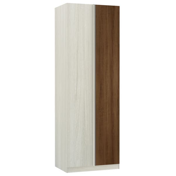 Guarda-Roupa de Canto Reto Modulado Legno Crema 1 Porta de Abrir Nogueira Dourado MDP 236x80,4x56cm Prime Luciane