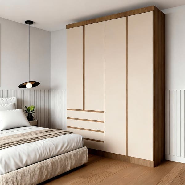 Guarda-Roupa Modulado 4 Portas de Abrir 4 Gavetas MDP Avelã 134,5x230x46,5 Milano Luciane