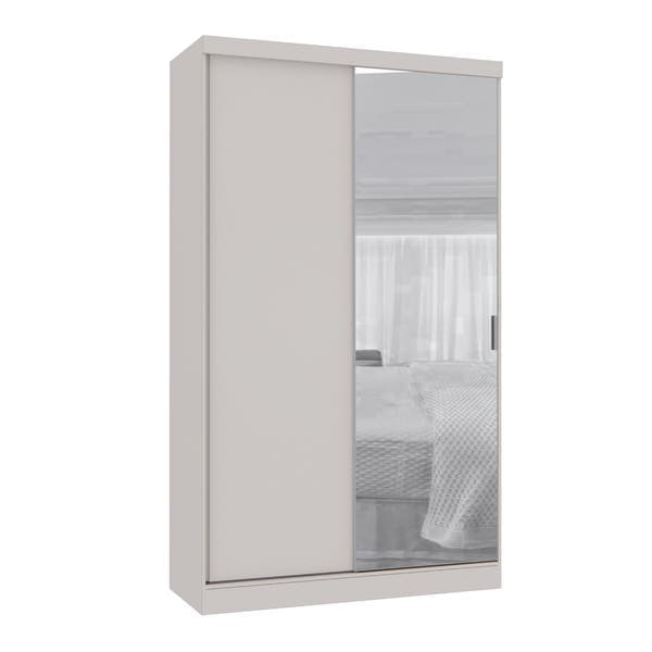 Guarda-Roupa Modulado Com Espelho 2 Portas de Correr 3 Gavetas MDP Branco 134,5x230x54 Milano Luciane