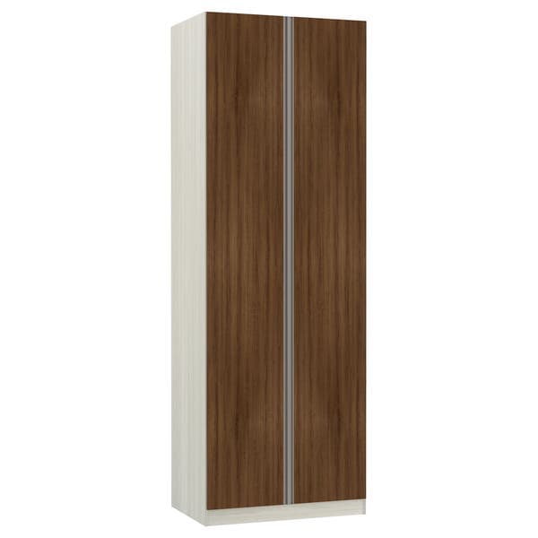 Guarda-Roupa Modulado Legno Crema 2 Portas de Abrir Nogueira Dourado 3 Gavetas MDP 236x80,4x56cm Prime Luciane