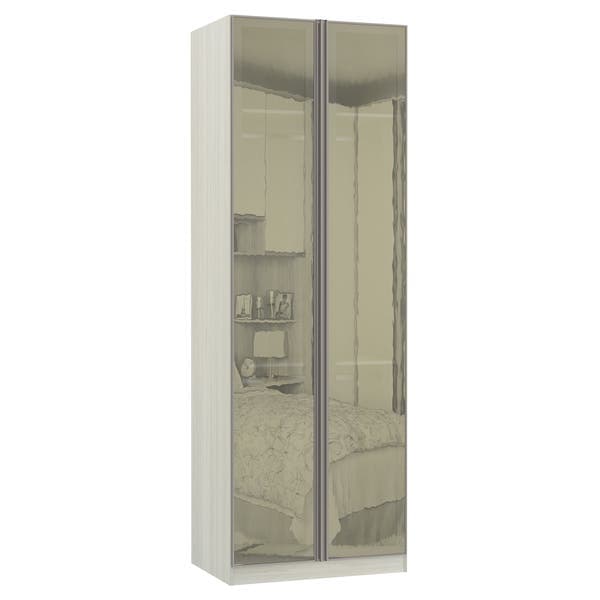 Guarda-Roupa Modulado Legno Crema 2 Portas de Abrir Reflecta Bronze 2 Cabideiros MDP 236x80,4x56cm Prime Luciane