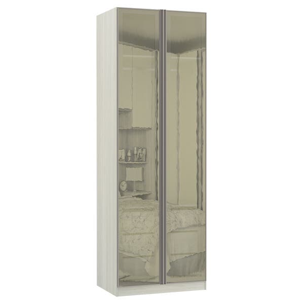 Guarda-Roupa Modulado Legno Crema com 2 Portas de Abrir Reflecta Bronze 3 Gavetas MDP 236x80,4x56cm Prime Luciane