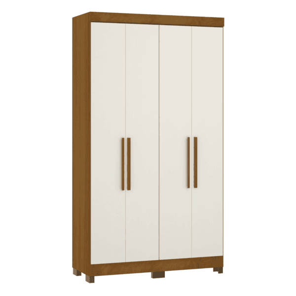 Guarda-Roupa Solteiro 4 Portas de Abrir 2 Gavetas MDP Freijó e Areia 205x111,6x46,5cm Gênova Luciane