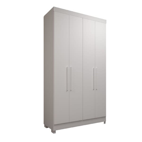 Guarda-Roupa Solteiro 4 Portas e 2 Gavetas MDP Branco 205x111,6x46,5cm Gênova Luciane