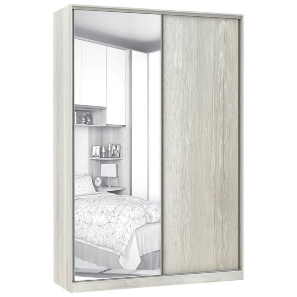 Guarda-Roupa Solteiro Modulado Legno 2 Portas de Correr Legno com Espelho 3 Gavetas MDP 236x159,2x54,5cm Prime Luciane