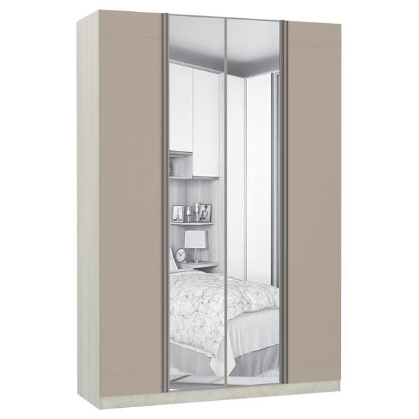 Guarda-Roupa Solteiro Modulado Legno 4 Portas de Abrir Connect com Espelho 3 Gavetas MDP 236x159,2x56cm Prime Luciane