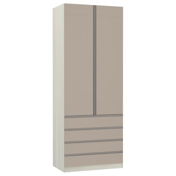 Guarda-Roupa Solteiro Modulado Legno Crema 2 Portas de Abrir Connect 4 Gavetas MDP 236x90,4x56cm Prime Luciane