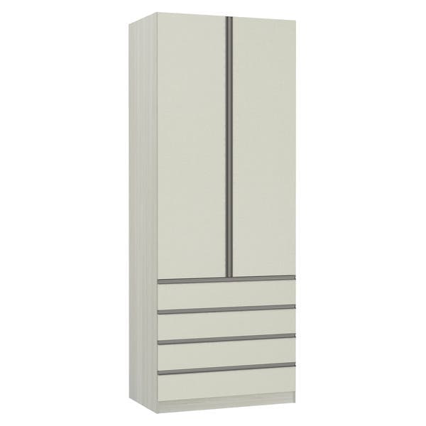 Guarda-Roupa Solteiro Modulado Legno Crema 2 Portas de Abrir Kashmir 4 Gavetas MDP 236x90,4x56cm Prime Luciane