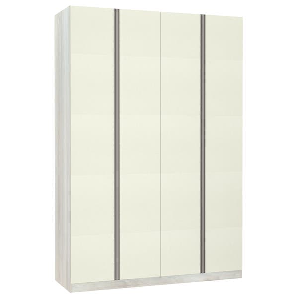 Guarda-Roupa Solteiro Modulado Legno Crema 4 Portas de Abrir Kashmir 3 Gavetas MDP 236x159,2x56cm Prime Luciane