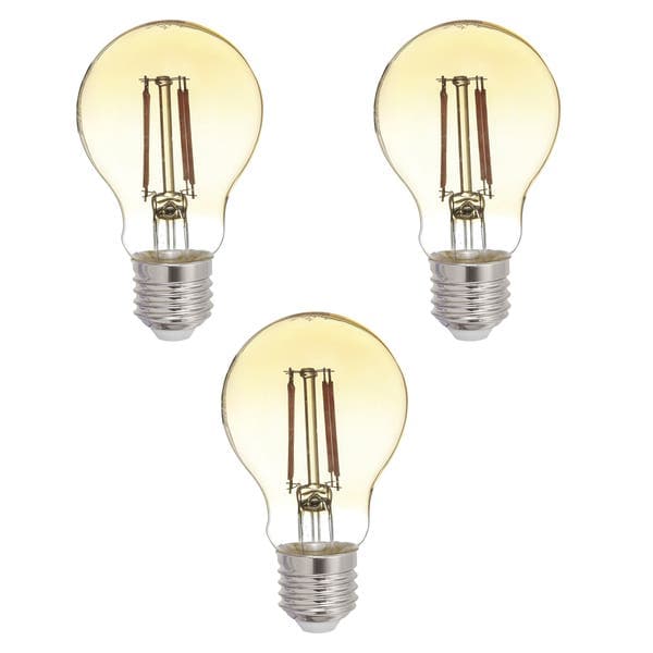 Kit 3 Lâmpadas de LED Filamento E27 Bulbo 4W 360lm Luz Amarela Bivolt Lexman