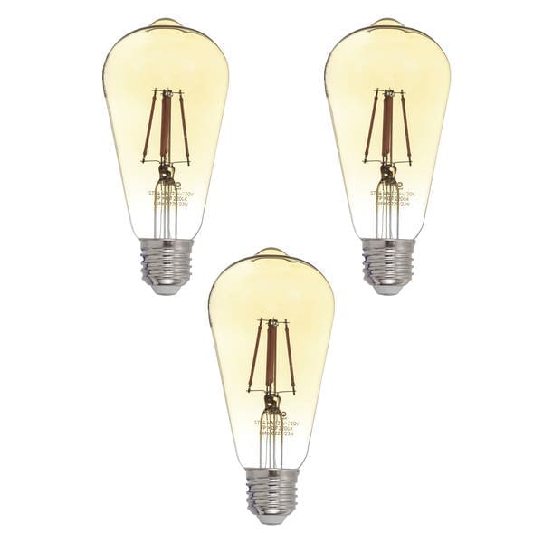 Kit 3 Lâmpadas de LED Filamento E27 Pera 4W 360lm Luz Amarela Bivolt Lexman