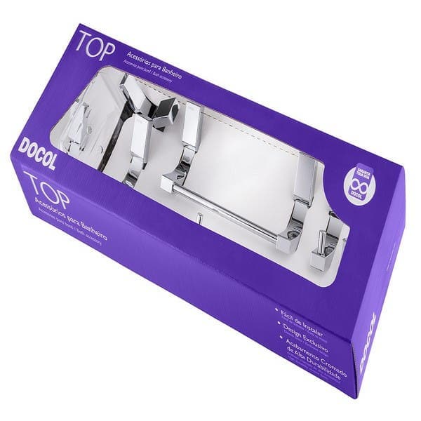Kit Acessórios de Parede 5 Peças em Metal Top Chrome Docol