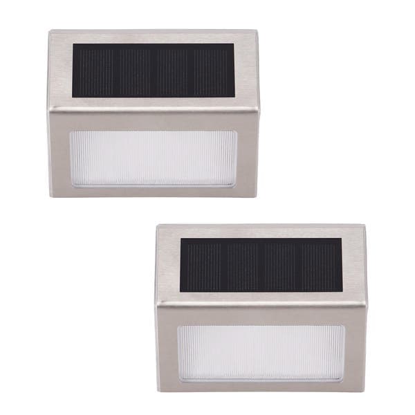 Kit Balizador Solar para de Sobrepor com LED Externo Prata Luz Branca 0,24W IP44 2 Unidades Inspire