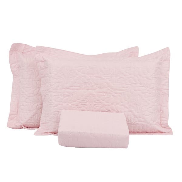 Kit Colcha Casal Queen Size 3 peças Microfibra 150 fios Ravenna Rose