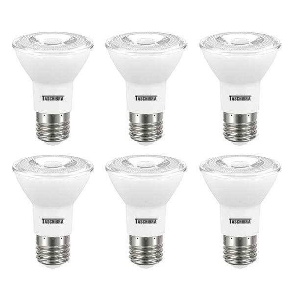 Kit com 6 Lâmpadas LED PAR20 Luz Branca 7W Taschibra Bivolt