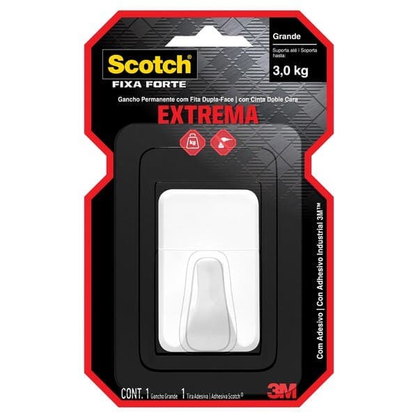 Kit Ganchos Polietileno Adesivo Preto Scotch